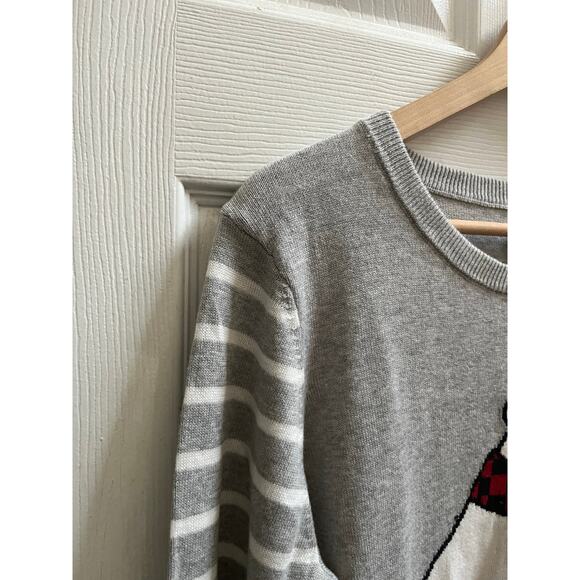 Le Tigre New Gray Cotton Polar Bear With Scarf Graphic Lightweight Sweater Large - Picture 5 of 13